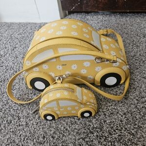 Kate Spade Yellow VW Flower Patterned Purse with matching Coin Purse